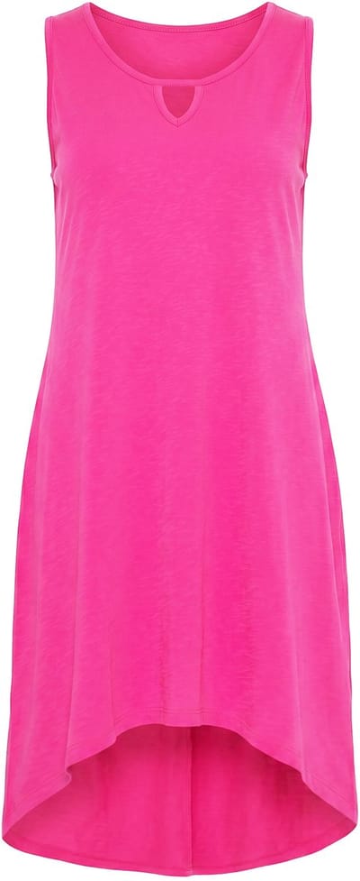 Angel of Style - Dames - Midi-jurk van jersey mouwloze A-lijn keyhole - Hibiscusrood - Maat 46