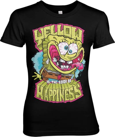 Spongebob Yellow Is The Color Of Happiness Girly T-shirt voor dames, zwart