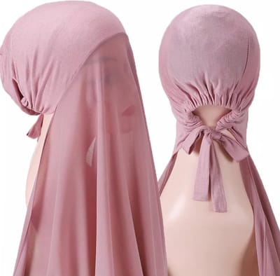 Roze Hoofddoek, mooie hijab  nieuwe stijl (onderkapje en hijab).
