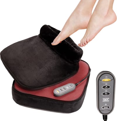 QLT Elektrisch Voetmassageapparaat met Shiatsu - 2-in-1 Massageapparaat met Warmtefunctie - Voetenzak - Voetenwarmer met Afstandsbediening - Zwart
