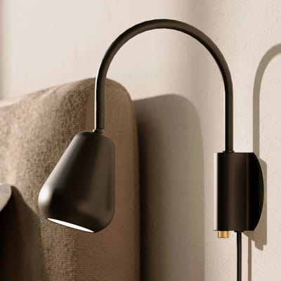 Nuura Aps Nuura wandspot Anoli, zwart, metaal, GU10, stekker