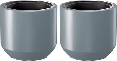 Prosperplast Plantenpot/bloempot Sevilla - 2x - buiten/binnen - kunststof - lichtgrijs - D39 x H35 cm - met binnenpot