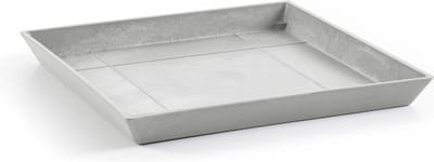 Ecopots Saucer Square - White Grey - 43 x H3,5 cm - Vierkante witgrijze onderschotel met waterreservoir