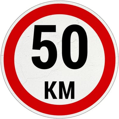 50 km bord | Sign Again materiaal | 10 cm