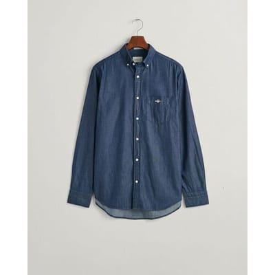Gant Overhemd Indigo Chambray Button Down Donker Indigo / male