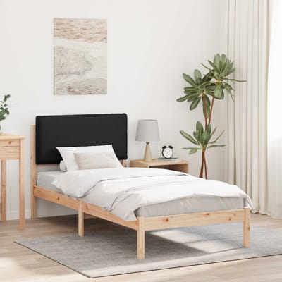 vidaXL - Bedframe - met - Gevoerde - Hoofdbord - Zwart - 100 - x - 200 - cm