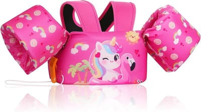 Zwemvest Kinderen - Zwemhulp Baby - Veilig Leren Zwemmen - Dubbelzijdig Draagbaar - 20-50 LBS - Roze Eenhoorn