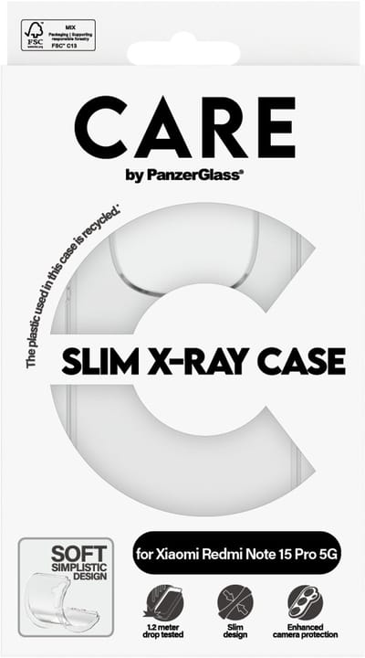 PanzerGlass CARE™ by ® X-Ray Case Xiaomi Redmi Note 15 Pro 5G mobiele telefoon behuizingen Hoes Transparant