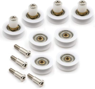 Douchedeurwielen Set - Loopwielen Lagers - Douchedeur Reparatie - Hoogwaardig POM Kunststof - 8 stuks 225 mm - Wit