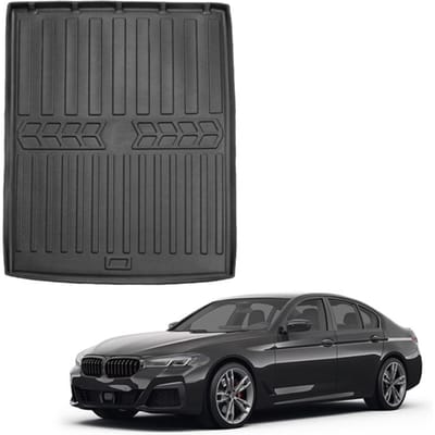 Bac de coffre sur mesure - SCOUTT - BMW 5 Series G60 (depuis 2023) - Noir antidérapant - Bord haut - TPE haute densité