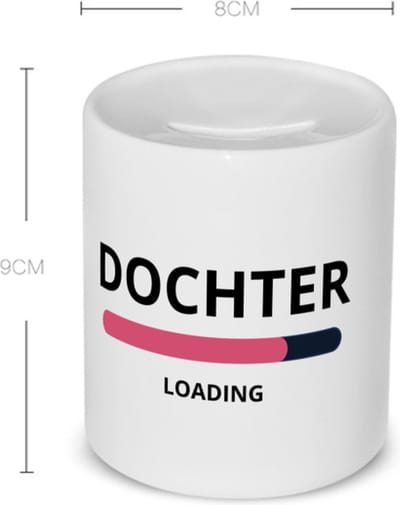 Akyol - dochter loading Spaarpot - Dochter - ochtendkoffie laden - verjaardagscadeau - verjaardag - cadeau - cadeautje voor dochter - dochter artikelen - kado - geschenk - gift - 350 ML inhoud