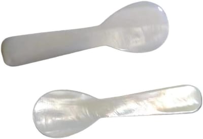 5-delige set witte parelmoer serveerlepels voor caviaar en desserts