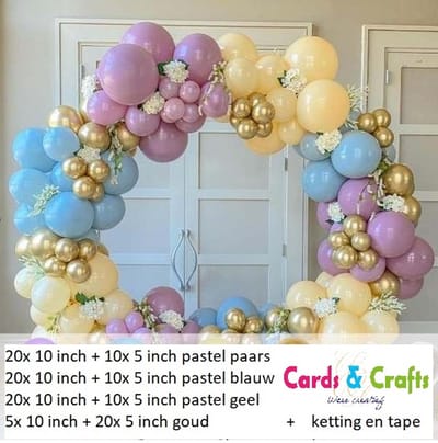 Cards & Crafts Ballonnenboog - Ballonnen set - Pastel - 115 delig