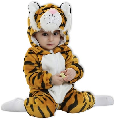 BoefieBoef Dieren Baby Onesie Peuter Pyjama Kinderen 6 maanden tot 2 jaar – Luipaard – Verkleedkleding met Luierrits – Carnaval Dierenpak - Kerst en Kraamcadeau Tip – Zacht Flanel - Romper - Boxpak - Jongens - Meisjes - Kruippak - Winterpak - Bruin