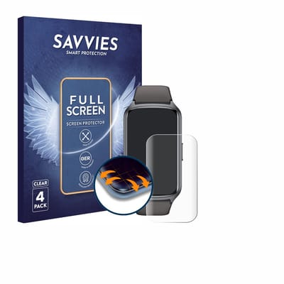 Savvies - Screenprotector voor Amzhero FT Fitness Tracker 1.47" - Folie Beschermfolie transparant volledig dekking 4 Stuks
