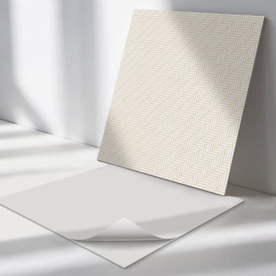 Wallfluent Vinyl Tegels - Visgraatpatroon Vloer Tegels PVC - 30 cm x 30 cm - Beige PVC Tegels - Set van 9 - Vierkant PVC Tegels - Texturen Plaktegels - Zelfklevende PVC Tegels - Plaktegels Keuken en Badkamer