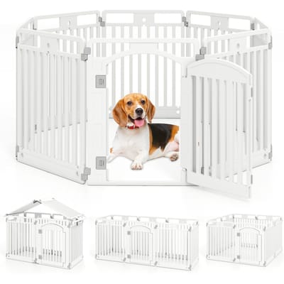 Coast Puppyren Opvouwbaar - 8 Panelen - Afsluitbare Deur - 128 x 128 x 80 cm - Wit