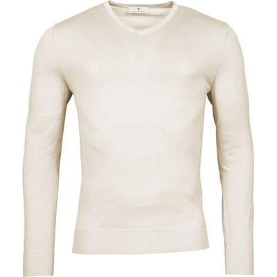 Thomas Maine Trui Fine Merino V-Neck Uni Single Knit Kitt / male