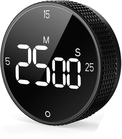 Digital Kitchen Timer — Visual Timer — Large LED Display — Zelfdraaiende Timer — Keukentimer — Zwart