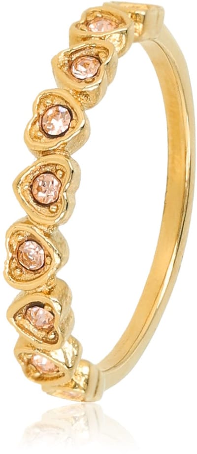 My Bendel - Hartjes Ring met Zirkonia Stenen • Champagne - met Luxe Cadeauverpakking | Sieraden Voor Dames | Maat 18.00 Mm / Maat 57