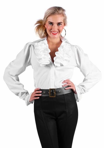 Ruches blouse met jabot wit