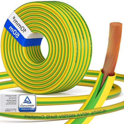 Aardingskabel H07V-K - Flexibele koperdraad - Zonne-energie installaties - Fijndradig koper - 50 Meter - Groen/geel