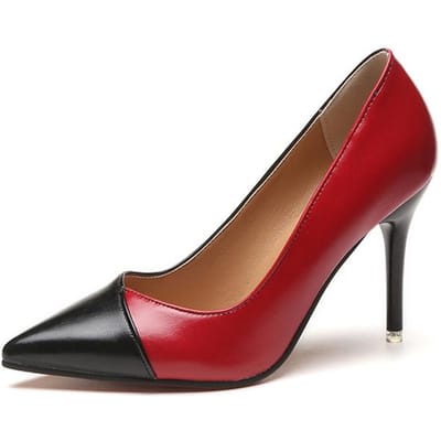 Rimocy Patchwork Stiletto Hakken Pumps Dames Puntige Neus Ondiep Pu Leer Schoenen Voor Vrouw Mix Kleur Hoge Hakken Feestschoenen 37 brown