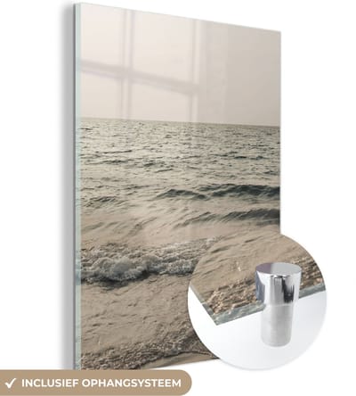MuchoWow® Glasschilderij 120x160 cm - Schilderij acrylglas - Zee - Zomer - Golven - Foto op glas - Schilderijen
