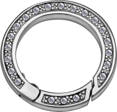 Quiges - RVS Verbindingsring Verzilverd 22mm met Zirkonia voor Kettingen en Hangers - EPC001