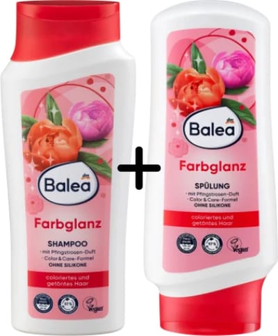 Balea Shampoo en Conditioner Kleurglans - 2x 300 ml - Gekleurd haar Haarshampoo + Conditioner | Siliconenvrij - Veganistisch - Aloë Vera | COMBI-VERPAKKING