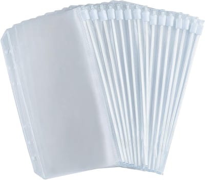 30 Stuks A6 Mappen met 6 Gaten en Waterdichte PVC Zakjes voor Documenten, Notities en Kaarten