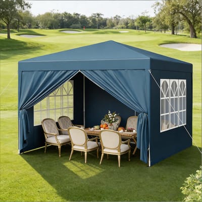REDOM - Paviljoen - Opvouwbaar - Verstelbaar - Voor Tuin En Terras - Oxford-Doek - Blauw - 3 X 3 M