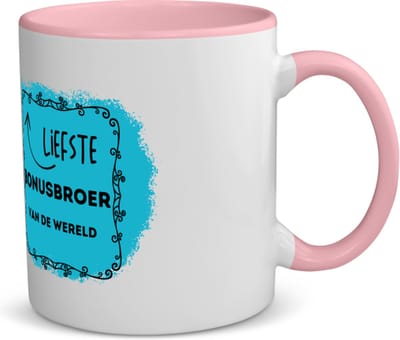 Akyol - liefste bonusbroer van de wereld koffiemok - theemok - roze - Broer - de liefste bonusbroer - verjaardag - cadeautje voor broer - broer artikelen - kado - geschenk - 350 ML inhoud