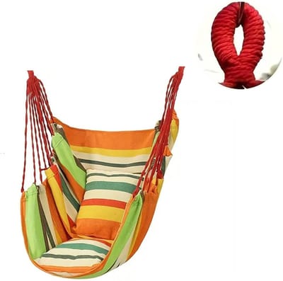 Draagbare Hangstoel - Opknoping Bed - Binnen/Outdoor Ontspanning - Afneembare Bolsters - 35 x 15 x 15 cm - Geel
