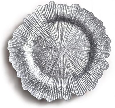 13-inch Gold Reef rond dinerbord - Scandinavische stijl - geplooid randontwerp - Geschikt voor bruiloften, evenementen en woonaccessoires - Zilver