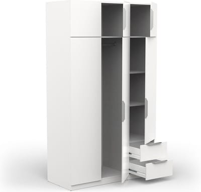 Kledingkast Spectre 120cm 6 Deuren & 2 Lades - Mat Wit