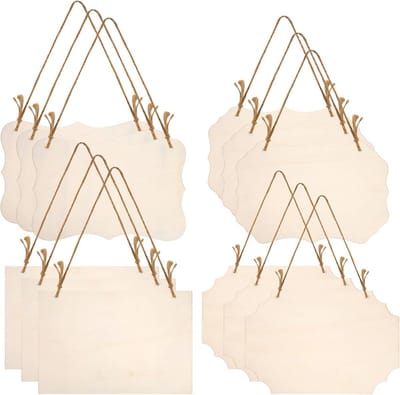 12 stuks onbehandelde houten borden om op te hangen - blanco houten bordjes schrijven - woondecoratie knutselen banners brandschilderen - bruiloft keuken café bar DIY