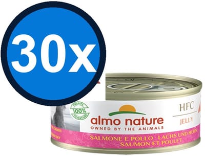 30x Almo Nature HFC Jelly - Zalm & Kip - Kattenvoer Natvoer - 70g