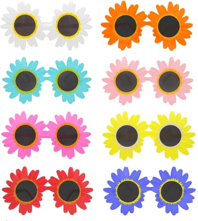 Dailygoods- Feestzonnebril - 8 Stuks - Zonnebloemglazen - Grappige Bloemenbrillen - Feestfoto-rekwisieten - Premium Materiaal - Zonnebril