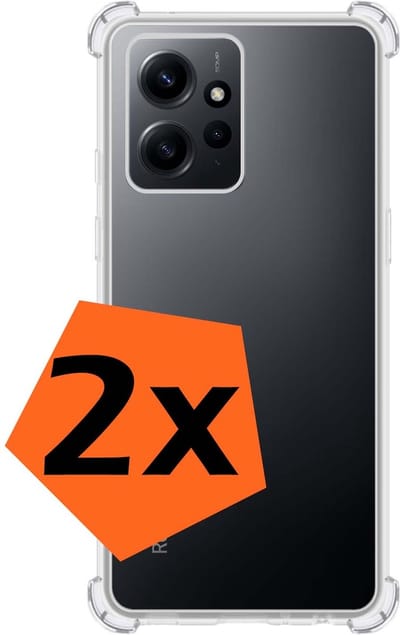 Hoes - 2 Stuks - Geschikt voor Xiaomi Redmi Note 12 5G - Sterk & Shockproof - Siliconen Case - Back Cover - Telefoon Hoesje Shock Proof - Transparant