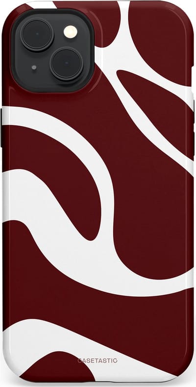 Casetastic Hoesje Geschikt voor Apple iPhone 15 Plus Magsafe - Stijlvolle Beschermende Duo-layer Case - Bordeaux Swirl