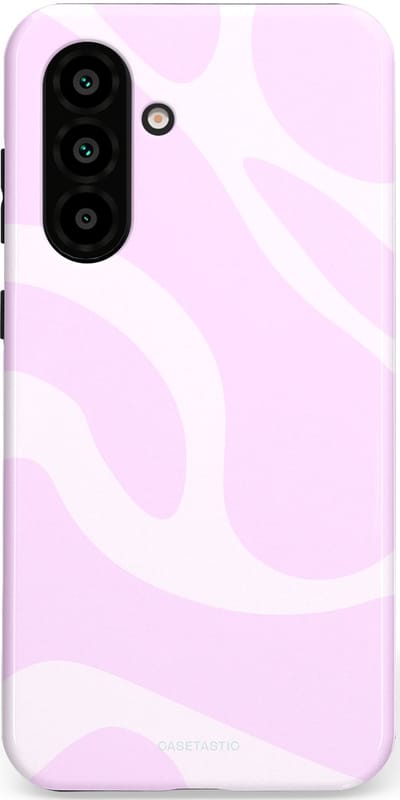 Casetastic hoesje geschikt voor Samsung Galaxy A36 / Samsung Galaxy A56 - Dubbellaagse bescherming - Vrolijk Roze Suikerspin Curves - Fashion Case - Lichtroze Wit