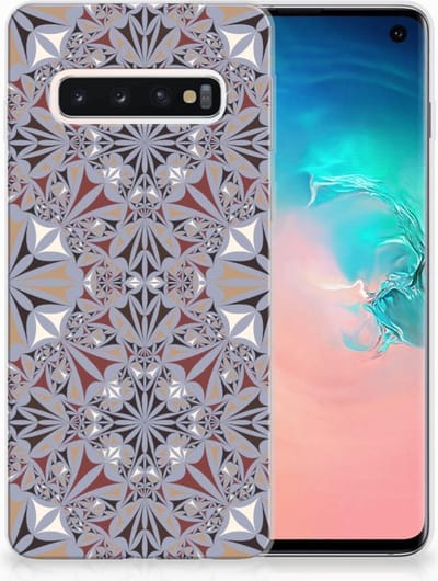 Back Cover voor Samsung Galaxy S10 TPU Siliconen Hoesje Flower Tiles