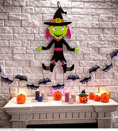 Widmann - Heks & Spider Lady & Voodoo & Duistere Religie Kostuum - Groene Halloween Heks 53 Centimeter - Groen, Zwart - Halloween - Verkleedkleding