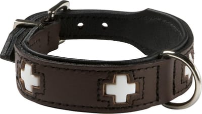 Hunter Hondenhalsband Swiss nappa bruin / Zwart 37x2,6c