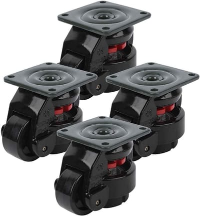 Set van 4 Industriële Zwenkwielen 50mm Nylon met 250kg Draagvermogen en Intrekbare Functie