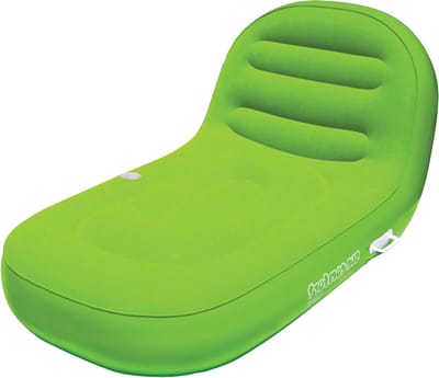 Loungeboot - Opblaasbaar luchtbed - Ontspannen op water - Zachte suède afwerking - 228x91 cm - Limoengroen