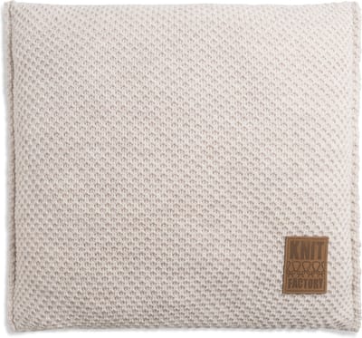 Knit Factory Lynn Sierkussen - Vierkant kussen - Kussen woonkamer - Bank kussen - Decoratie kussen - Beige - 50x50 cm - Kussenhoes inclusief kussenvulling