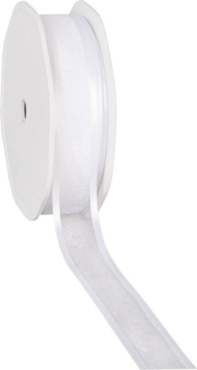 Satin edge Organzalint Wit – 25 mm × 25 m – Organza