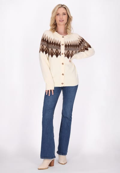 usha Vest Dames Wol Wit Veelkleurig